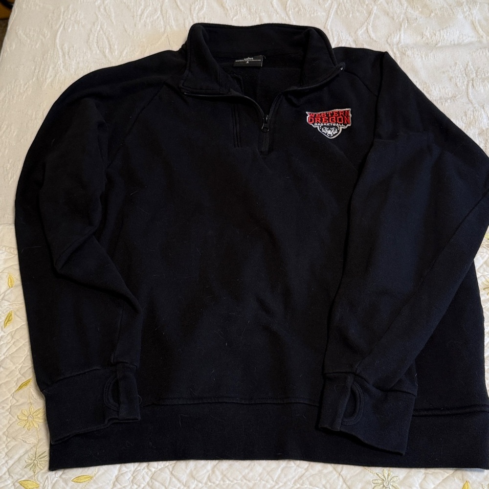 Black Quarter-Zip Sweatshirt with Red Logo